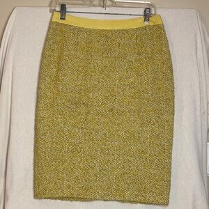 Boden Mid-Length Skirt Yelloe Herringbone Twill Garment, Size 6